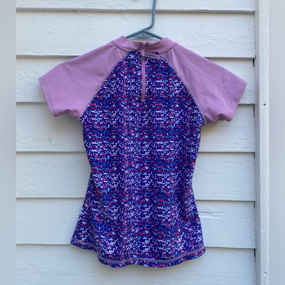 Eddie Bauer Kids Lavender Rash Guard Swimsuit Swim Short Sleeve Shirt Top